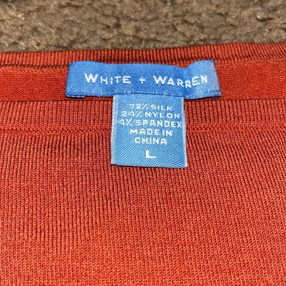 White+Warren Silk Blend Sheer Cardigan Sweater and Cropped Camisole Set Orange L - Picture 8 of 8